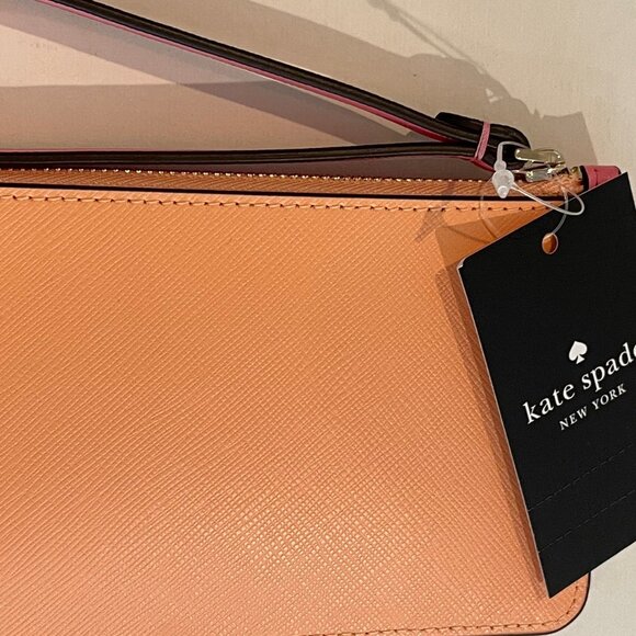 Kate Spade Lucy L-zip Wristlet w/strap /wallet, pink Leather New - Picture 6 of 11